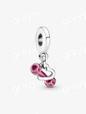 Pandora Dumbbell & Heart Dangle Charm